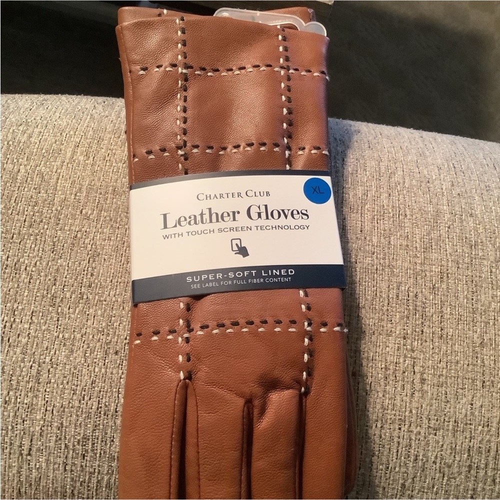 Charter Club Leather Super Soft Lined Gloves - Picture 3 of 6